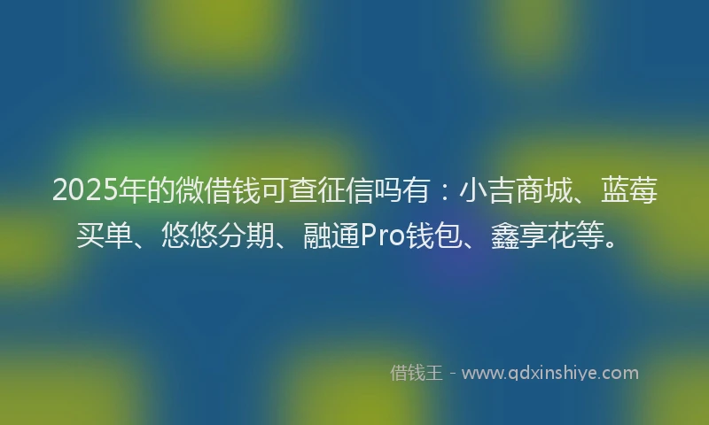 2025年的微借钱可查征信吗有：小吉商城、蓝莓买单、悠悠分期、融通Pro钱包、鑫享花等。