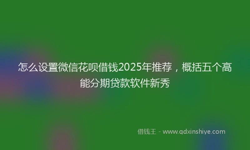 怎么设置微信花呗借钱2025年推荐，概括五个高能分期贷款软件新秀
