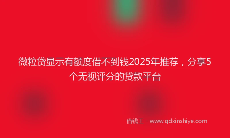 微粒贷显示有额度借不到钱2025年推荐，分享5个无视评分的贷款平台