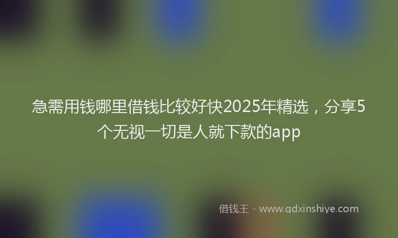 急需用钱哪里借钱比较好快2025年精选，分享5个无视一切是人就下款的app