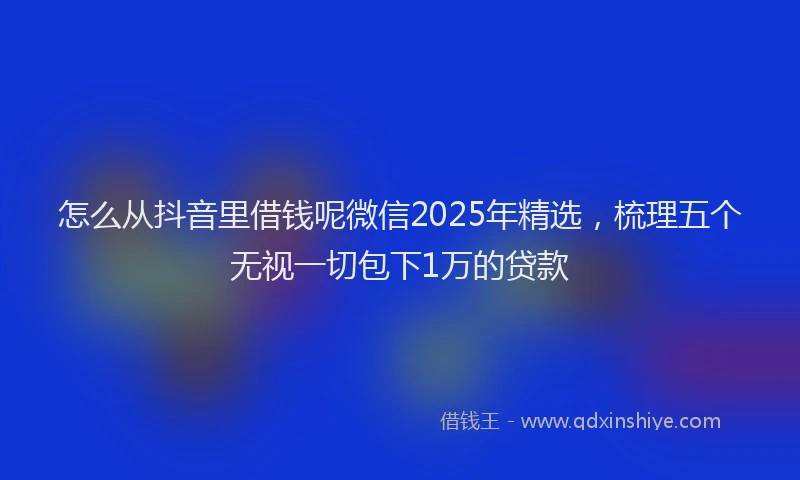 怎么从抖音里借钱呢微信2025年精选，梳理五个无视一切包下1万的贷款