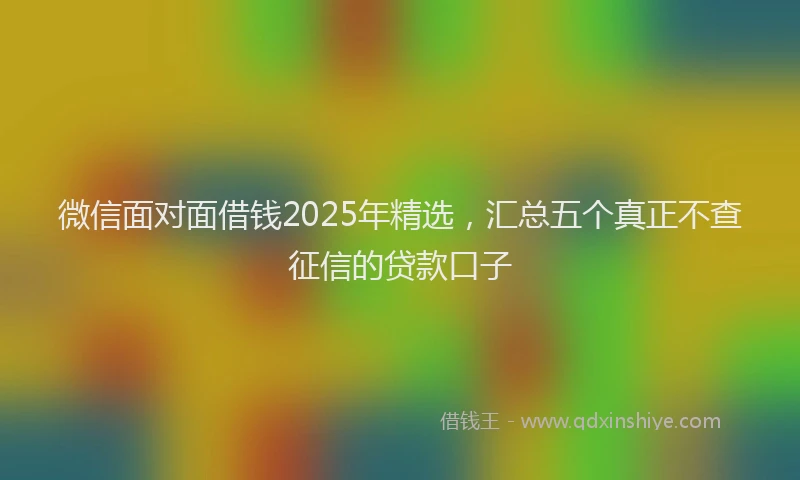 微信面对面借钱2025年精选，汇总五个真正不查征信的贷款口子