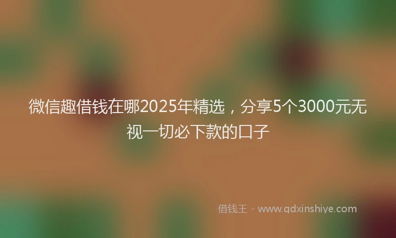 微信趣借钱在哪2025年精选，分享5个3000元无视一切必下款的口子