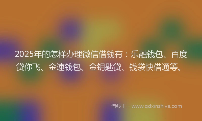 2025年的怎样办理微信借钱有：乐融钱包、百度贷你飞、金速钱包、金钥匙贷、钱袋快借通等。