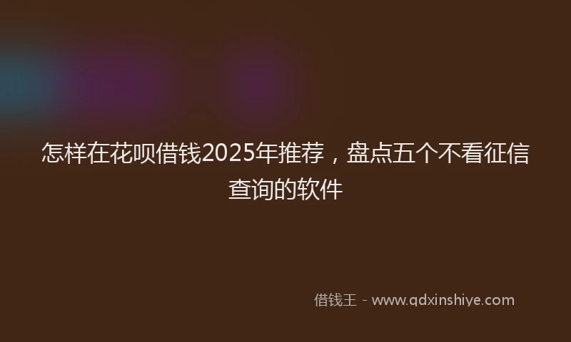 怎样在花呗借钱2025年推荐，盘点五个不看征信查询的软件
