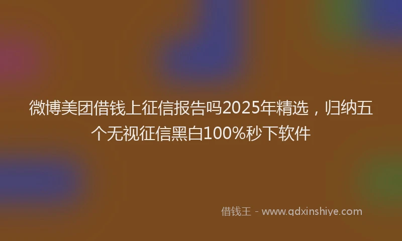 微博美团借钱上征信报告吗2025年精选，归纳五个无视征信黑白100%秒下软件