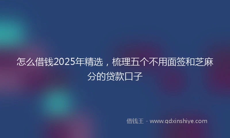 怎么借钱2025年精选，梳理五个不用面签和芝麻分的贷款口子