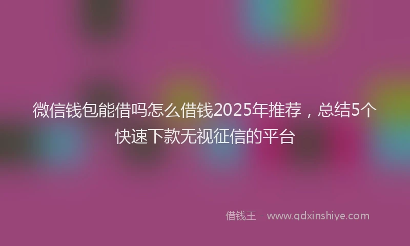 微信钱包能借吗怎么借钱2025年推荐，总结5个快速下款无视征信的平台