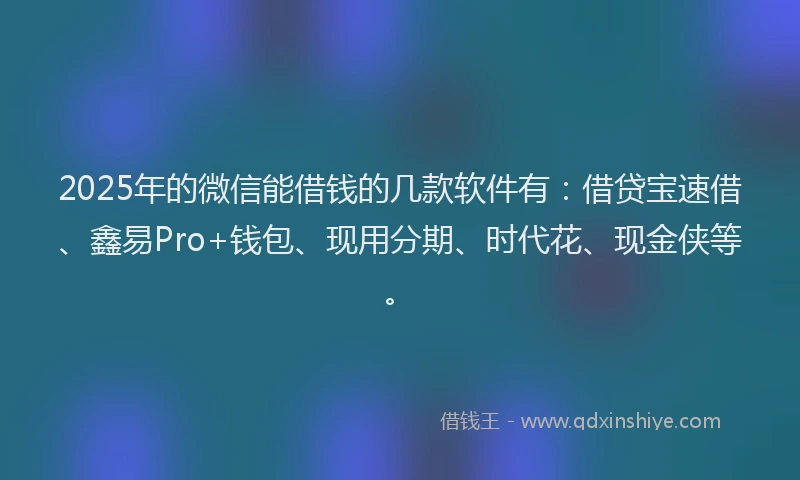 2025年的微信能借钱的几款软件有：借贷宝速借、鑫易Pro+钱包、现用分期、时代花、现金侠等。