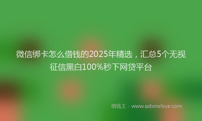 微信绑卡怎么借钱的2025年精选，汇总5个无视征信黑白100%秒下网贷平台