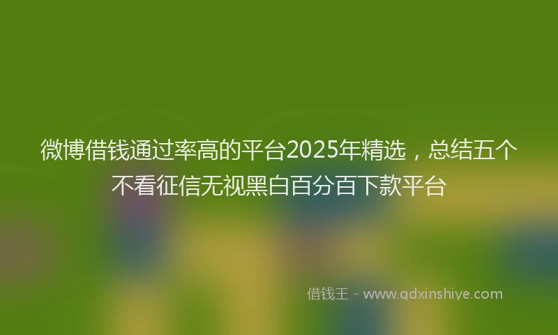 微博借钱通过率高的平台2025年精选，总结五个不看征信无视黑白百分百下款平台