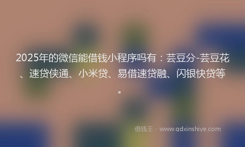 2025年的微信能借钱小程序吗有：芸豆分-芸豆花、速贷侠通、小米贷、易借速贷融、闪银快贷等。