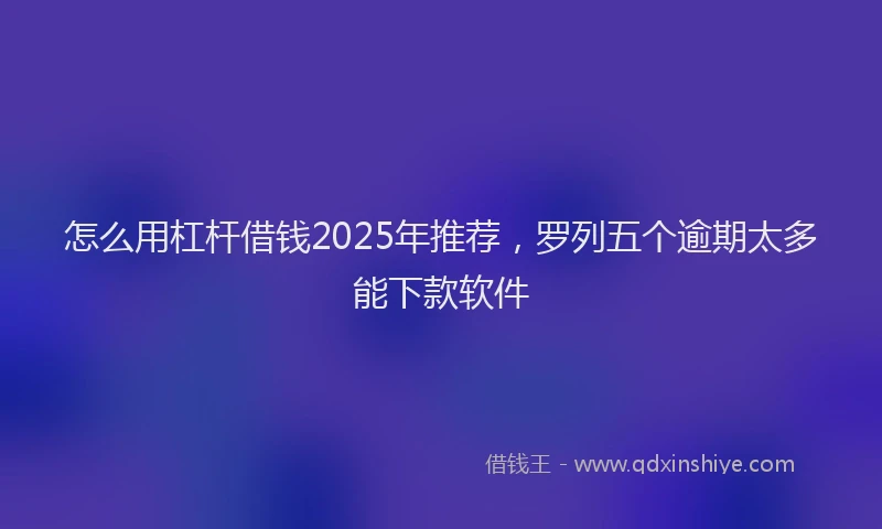 怎么用杠杆借钱2025年推荐，罗列五个逾期太多能下款软件