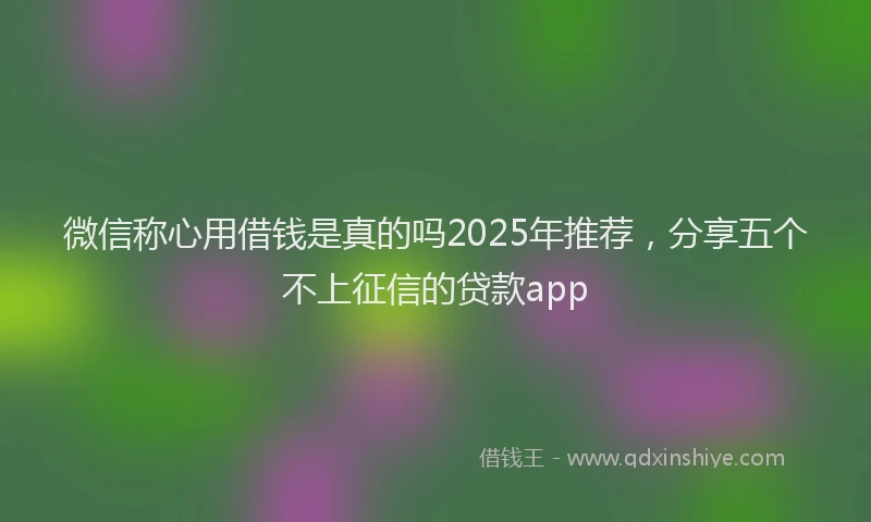 微信称心用借钱是真的吗2025年推荐，分享五个不上征信的贷款app