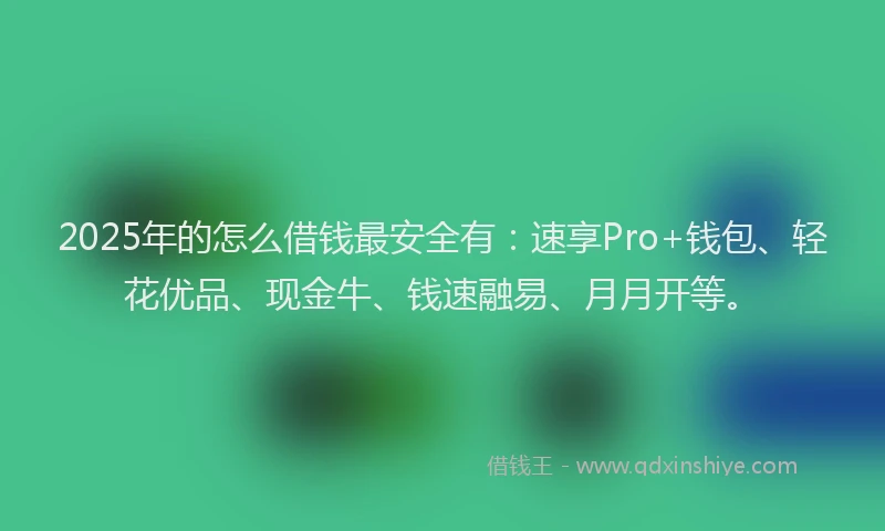 2025年的怎么借钱最安全有：速享Pro+钱包、轻花优品、现金牛、钱速融易、月月开等。