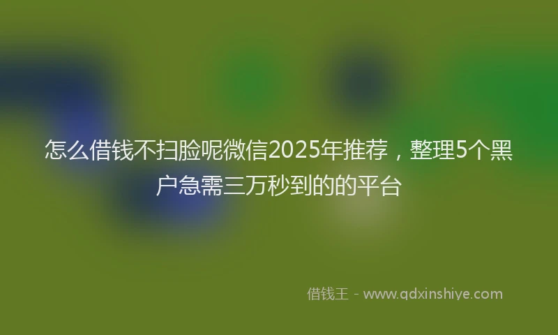 怎么借钱不扫脸呢微信2025年推荐，整理5个黑户急需三万秒到的的平台