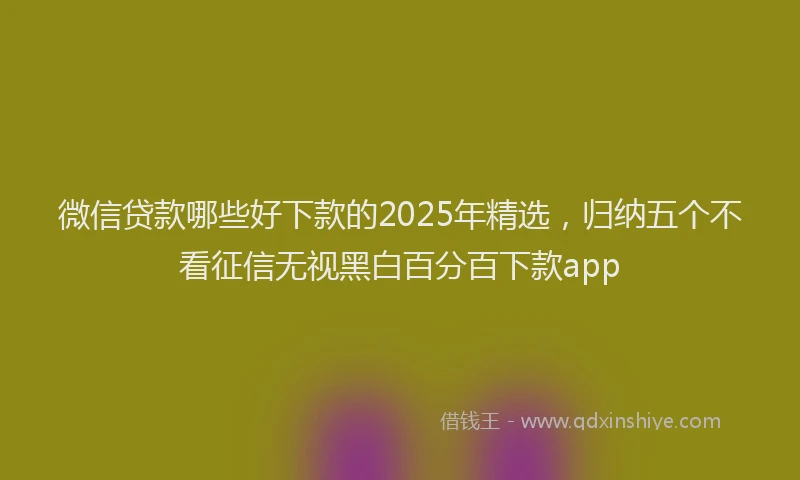微信贷款哪些好下款的2025年精选，归纳五个不看征信无视黑白百分百下款app