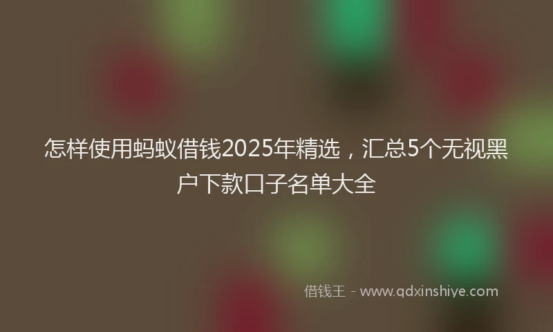 怎样使用蚂蚁借钱2025年精选，汇总5个无视黑户下款口子名单大全