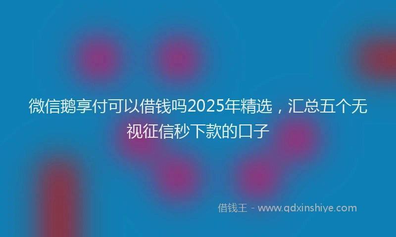 微信鹅享付可以借钱吗2025年精选，汇总五个无视征信秒下款的口子