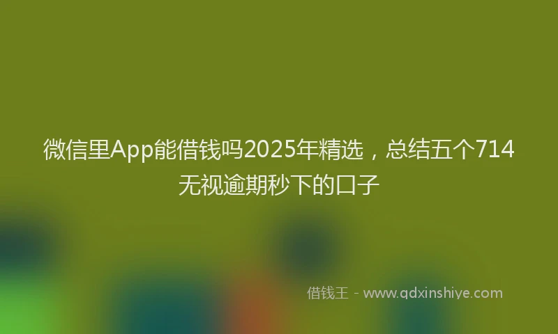 微信里App能借钱吗2025年精选，总结五个714无视逾期秒下的口子