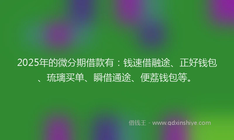 2025年的微分期借款有：钱速借融途、正好钱包、琉璃买单、瞬借通途、便荔钱包等。