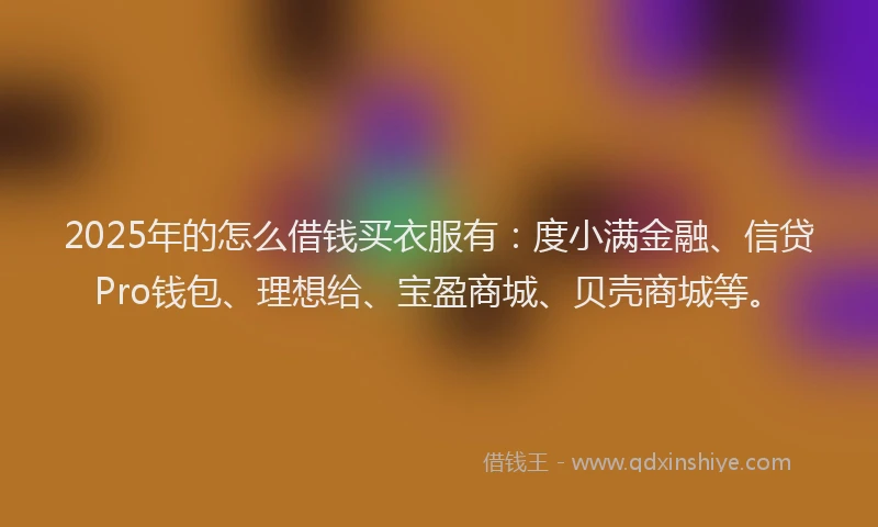 2025年的怎么借钱买衣服有：度小满金融、信贷Pro钱包、理想给、宝盈商城、贝壳商城等。