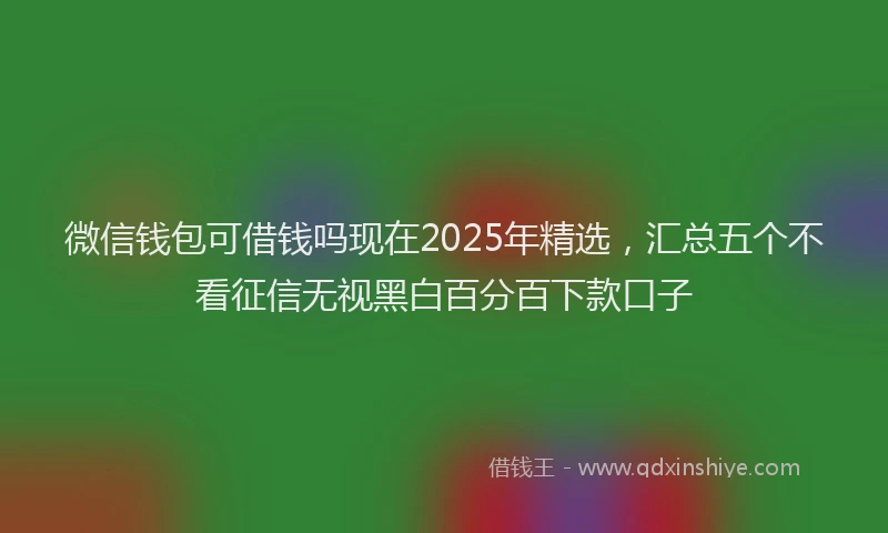 微信钱包可借钱吗现在2025年精选，汇总五个不看征信无视黑白百分百下款口子