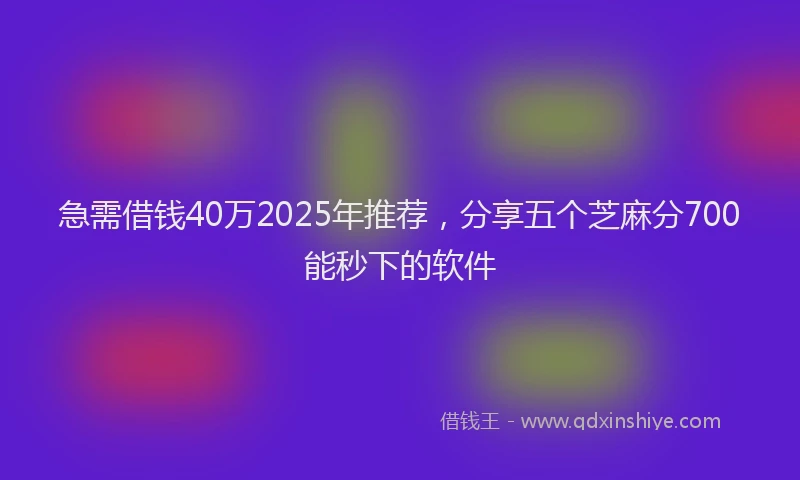 急需借钱40万2025年推荐，分享五个芝麻分700能秒下的软件