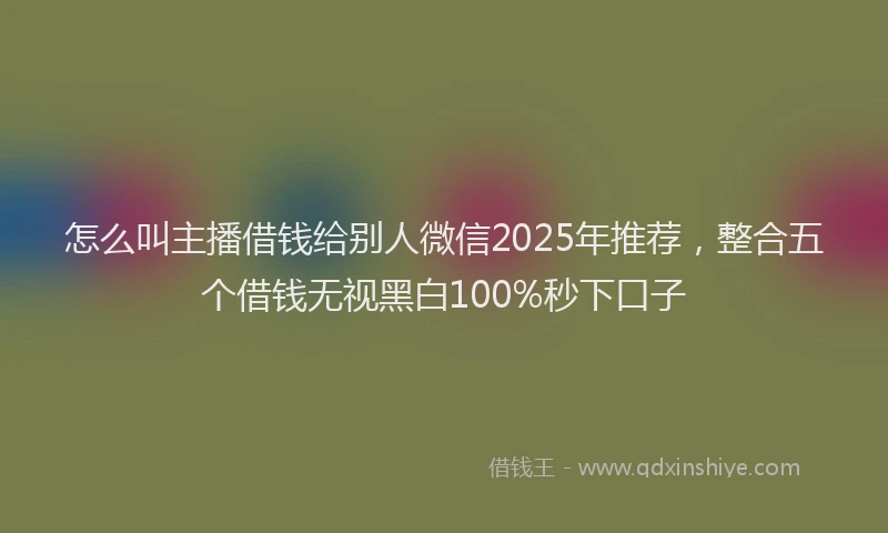 怎么叫主播借钱给别人微信2025年推荐，整合五个借钱无视黑白100%秒下口子