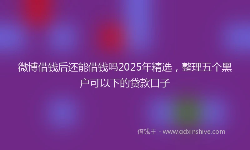 微博借钱后还能借钱吗2025年精选，整理五个黑户可以下的贷款口子