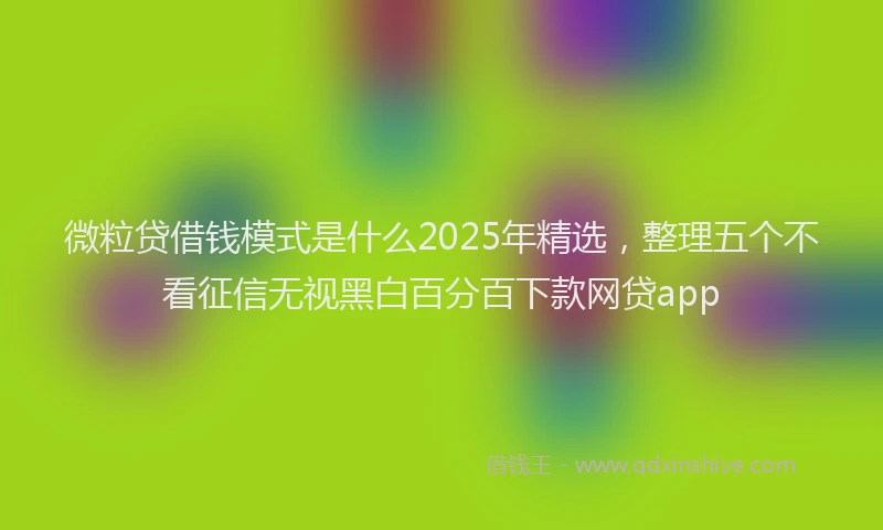 微粒贷借钱模式是什么2025年精选，整理五个不看征信无视黑白百分百下款网贷app