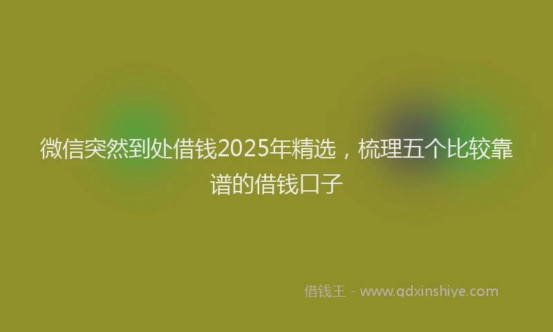 微信突然到处借钱2025年精选，梳理五个比较靠谱的借钱口子