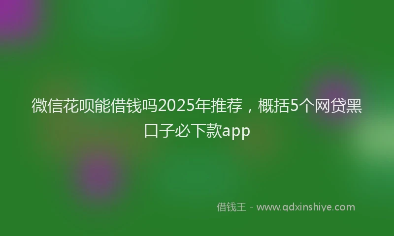 微信花呗能借钱吗2025年推荐，概括5个网贷黑口子必下款app