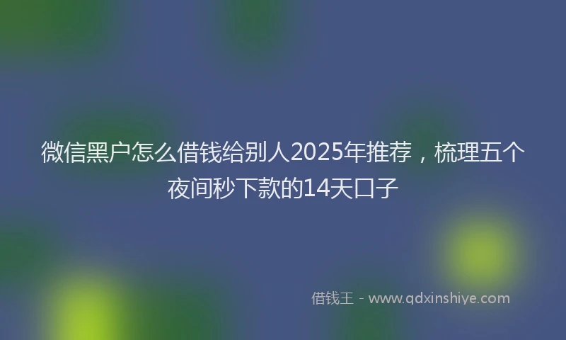 微信黑户怎么借钱给别人2025年推荐，梳理五个夜间秒下款的14天口子