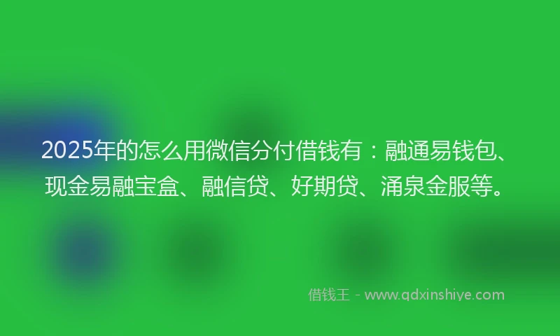 2025年的怎么用微信分付借钱有：融通易钱包、现金易融宝盒、融信贷、好期贷、涌泉金服等。
