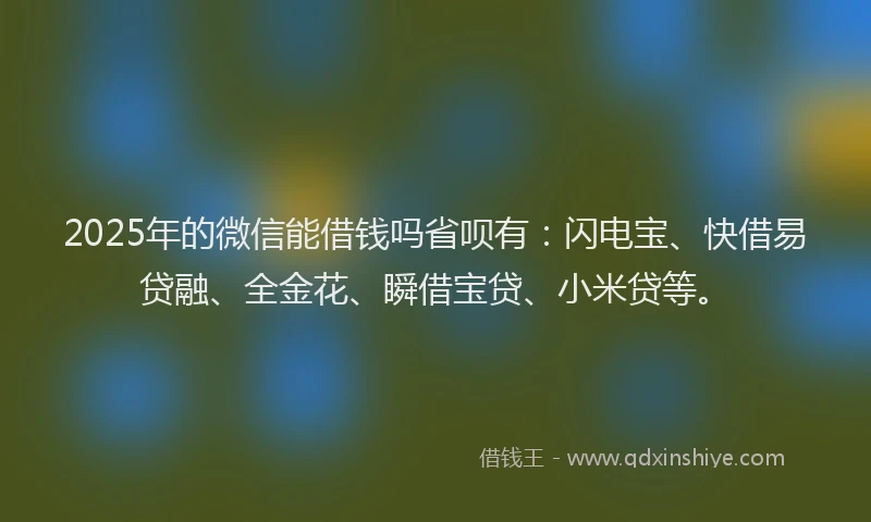 2025年的微信能借钱吗省呗有：闪电宝、快借易贷融、全金花、瞬借宝贷、小米贷等。