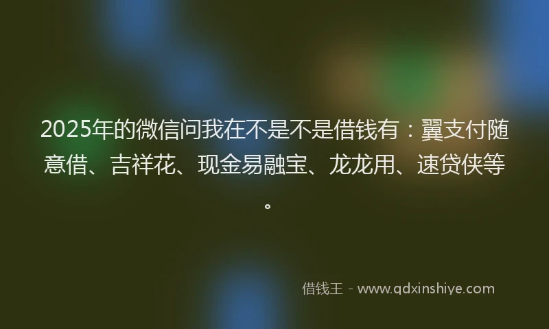 2025年的微信问我在不是不是借钱有：翼支付随意借、吉祥花、现金易融宝、龙龙用、速贷侠等。