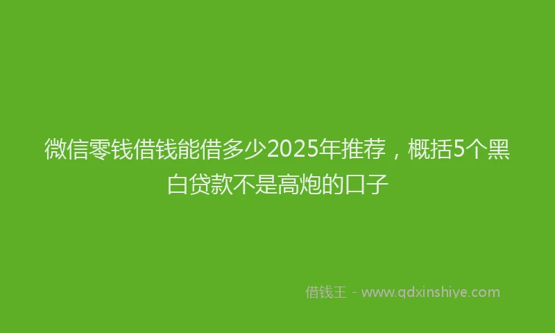 微信零钱借钱能借多少2025年推荐，概括5个黑白贷款不是高炮的口子