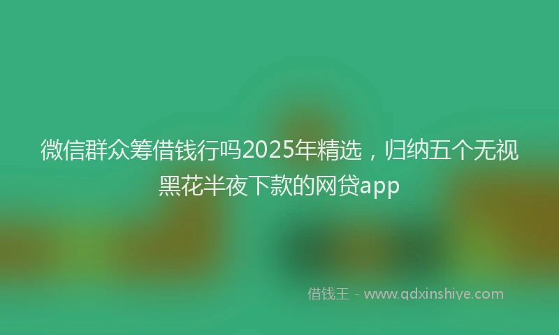 微信群众筹借钱行吗2025年精选，归纳五个无视黑花半夜下款的网贷app