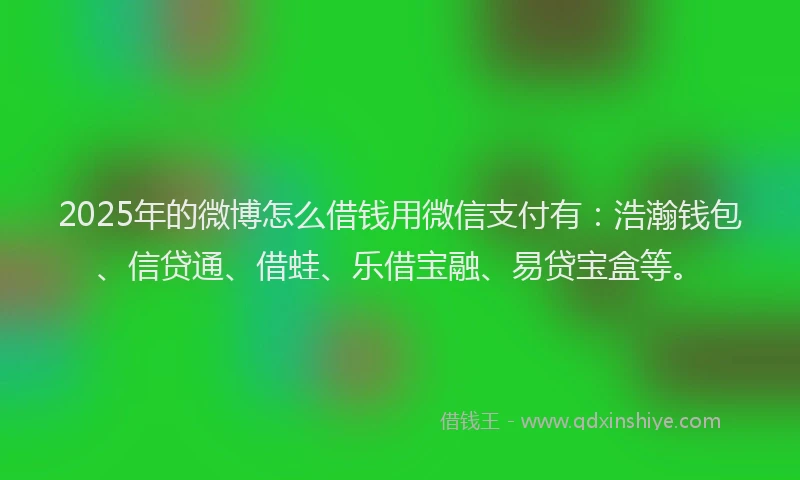 2025年的微博怎么借钱用微信支付有：浩瀚钱包、信贷通、借蛙、乐借宝融、易贷宝盒等。