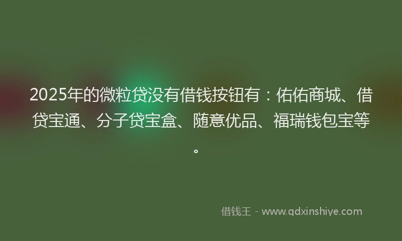 2025年的微粒贷没有借钱按钮有：佑佑商城、借贷宝通、分子贷宝盒、随意优品、福瑞钱包宝等。