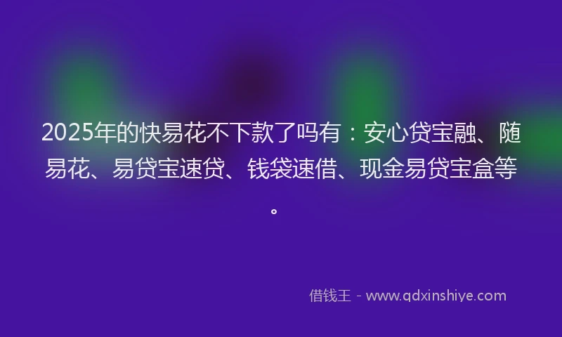 2025年的快易花不下款了吗有：安心贷宝融、随易花、易贷宝速贷、钱袋速借、现金易贷宝盒等。
