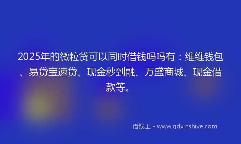 2025年的微粒贷可以同时借钱吗吗有：维维钱包、易贷宝速贷、现金秒到融、万盛商城、现金借款等。