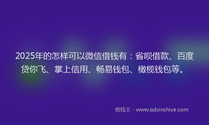 2025年的怎样可以微信借钱有：省呗借款、百度贷你飞、掌上信用、畅易钱包、橄榄钱包等。
