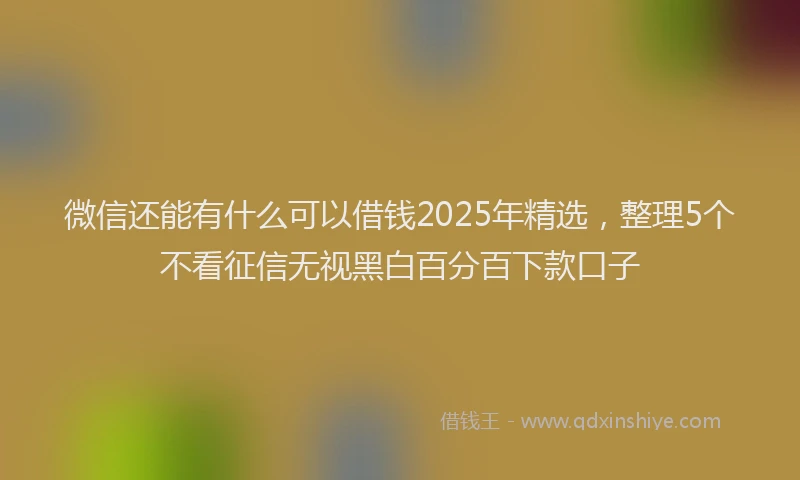 微信还能有什么可以借钱2025年精选，整理5个不看征信无视黑白百分百下款口子