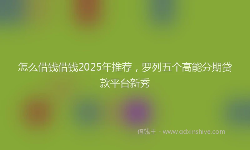 怎么借钱借钱2025年推荐，罗列五个高能分期贷款平台新秀
