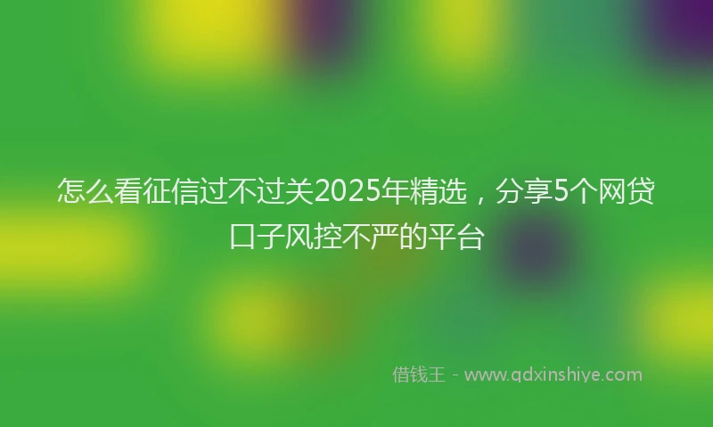 怎么看征信过不过关2025年精选，分享5个网贷口子风控不严的平台