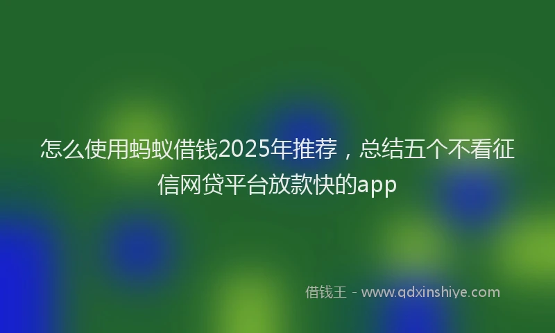 怎么使用蚂蚁借钱2025年推荐，总结五个不看征信网贷平台放款快的app
