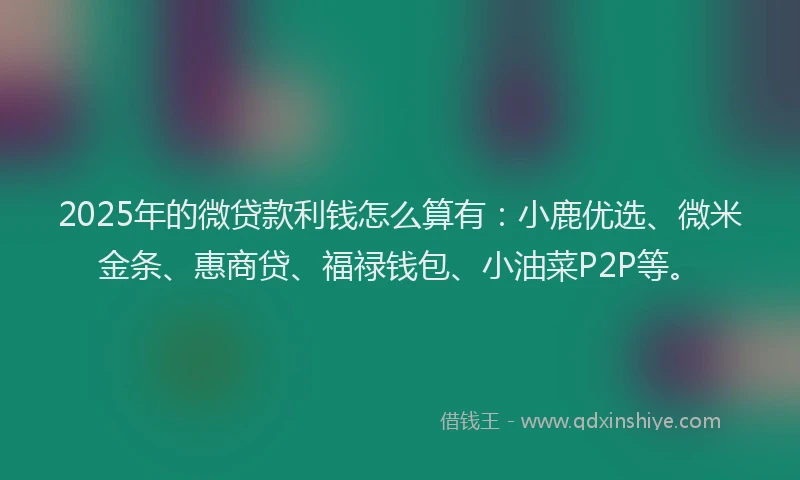 2025年的微贷款利钱怎么算有：小鹿优选、微米金条、惠商贷、福禄钱包、小油菜P2P等。
