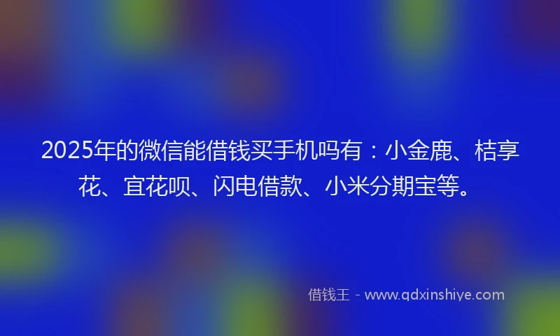 2025年的微信能借钱买手机吗有：小金鹿、桔享花、宜花呗、闪电借款、小米分期宝等。